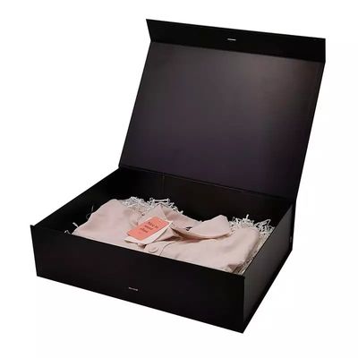 Kotak Kemasan Pakaian Deboss BioDapat terdegradasi Black Magnetic Gift Box SGS