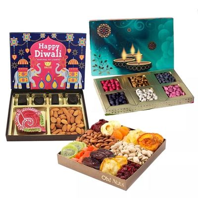 Dicetak Kotak Kemasan Kado Pernikahan Hias Diwali Kotak Kemasan Buah Kering Kosong