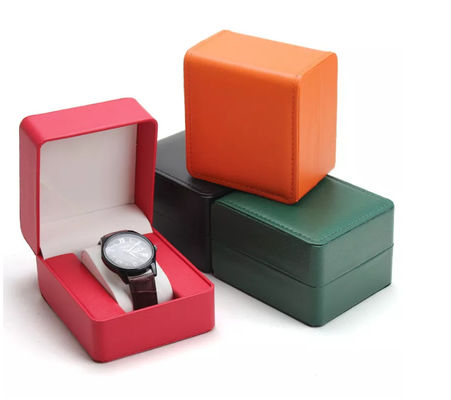 Round Corner PU Leather Watch Storage Box Flip Cover 11X10X7.5cm