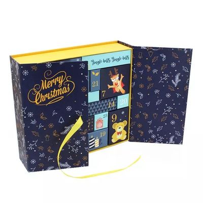 Kotak Hadiah Karton Natal Persegi Panjang OEM ODM Advent Calendar Boxes