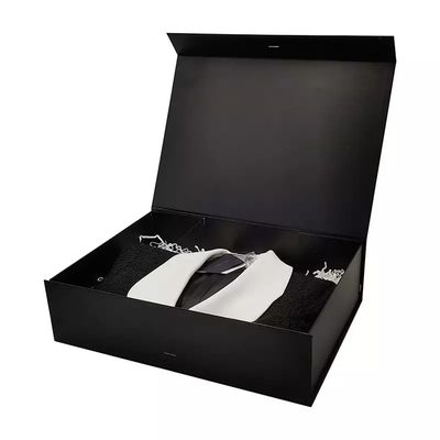 Kotak Kemasan Pakaian Deboss BioDapat terdegradasi Black Magnetic Gift Box SGS