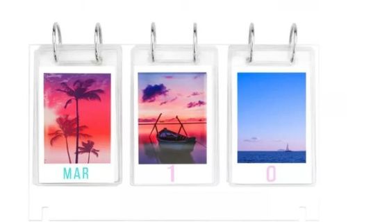 Tampilan Kalender Akrilik Bening Kustom Berdiri Bingkai Gambar Dua Sisi
