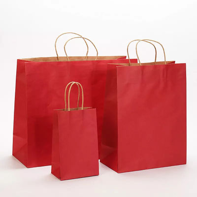 Tas Kertas Kemasan Bawa Pulang Pencetakan Logo Kantong Kertas Kraft Pernis TUV