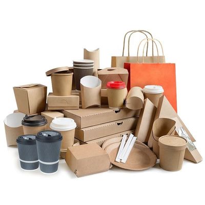 Kotak Kemasan Makanan Khusus Takeaway / Kotak Makanan Kertas Kraft ODM FSC
