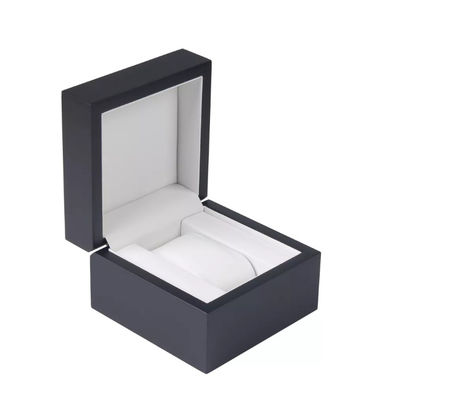 Kotak Jam Tangan Hitam Matte Tunggal yang Disesuaikan Pu Leather Square Wooden
