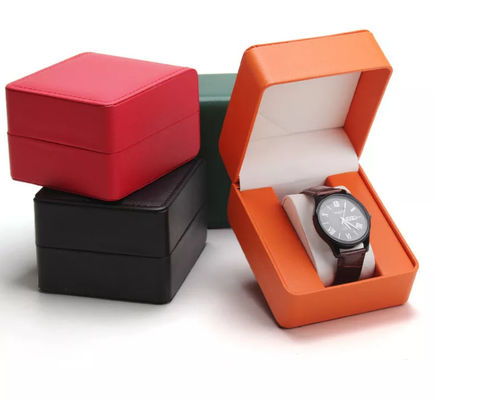 Round Corner PU Leather Watch Storage Box Flip Cover 11X10X7.5cm