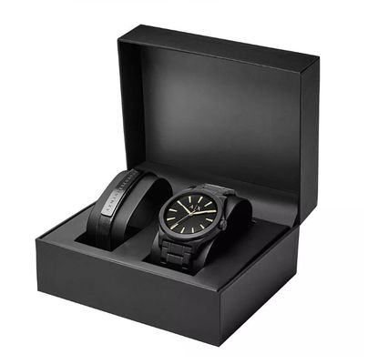 Black Cardboard Watch Box Gift Packaging Tebal 2mm ISO9001:2008