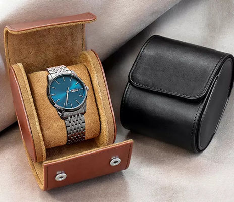 Kotak Kemasan Jam Tangan Kulit PU Logo Kustom 3.9 * 3.2 * 2.7 in