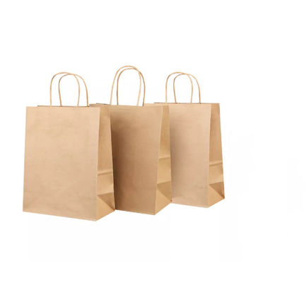 Varnishing Tas Kertas Kraft Kantong Kertas Kraft Cokelat Daur Ulang SGS