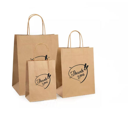 Varnishing Tas Kertas Kraft Kantong Kertas Kraft Cokelat Daur Ulang SGS