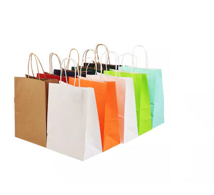 Varnishing Tas Kertas Kraft Kantong Kertas Kraft Cokelat Daur Ulang SGS