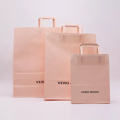 ODM Pink Kraft Paper Bag BioDapat terdegradasi Patch Handle Bag ISO9001