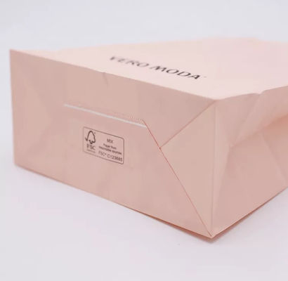 ODM Pink Kraft Paper Bag BioDapat terdegradasi Patch Handle Bag ISO9001