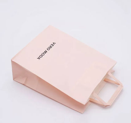 ODM Pink Kraft Paper Bag BioDapat terdegradasi Patch Handle Bag ISO9001