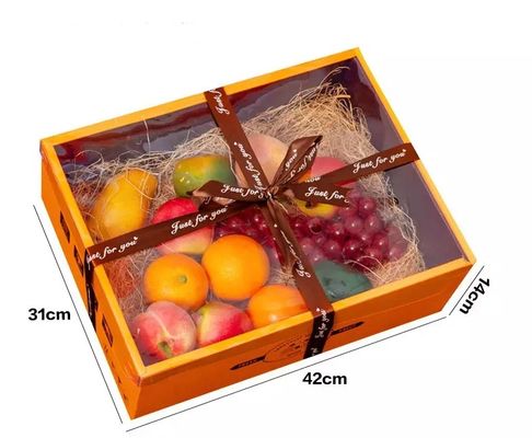 Kotak Kemasan Buah Karton Mewah ISO Dengan Penutup Transparan