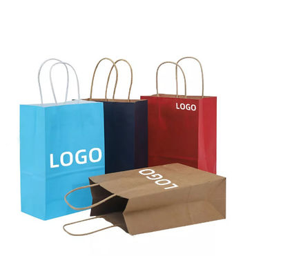 LOGO Printing Kraft Takeaway Bags shopping Gift Packaging Bag BioDapat terdegradasi