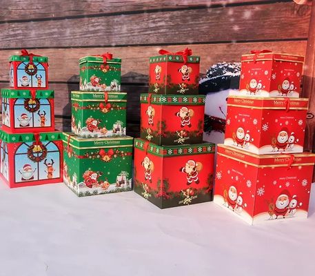 Tutup Dan Basis Kotak Kado Karton Natal Kotak Dekorasi Natal Dengan Pita